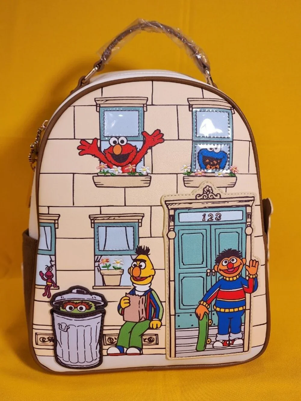 Sesame Street Block Characters Elmo , Oscar , Burt , Ernie Mini Backpack NEW